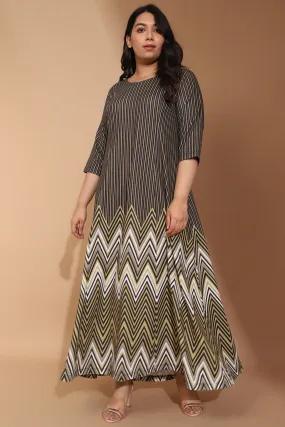 Green Chevron Melody Printed Maxi Dress