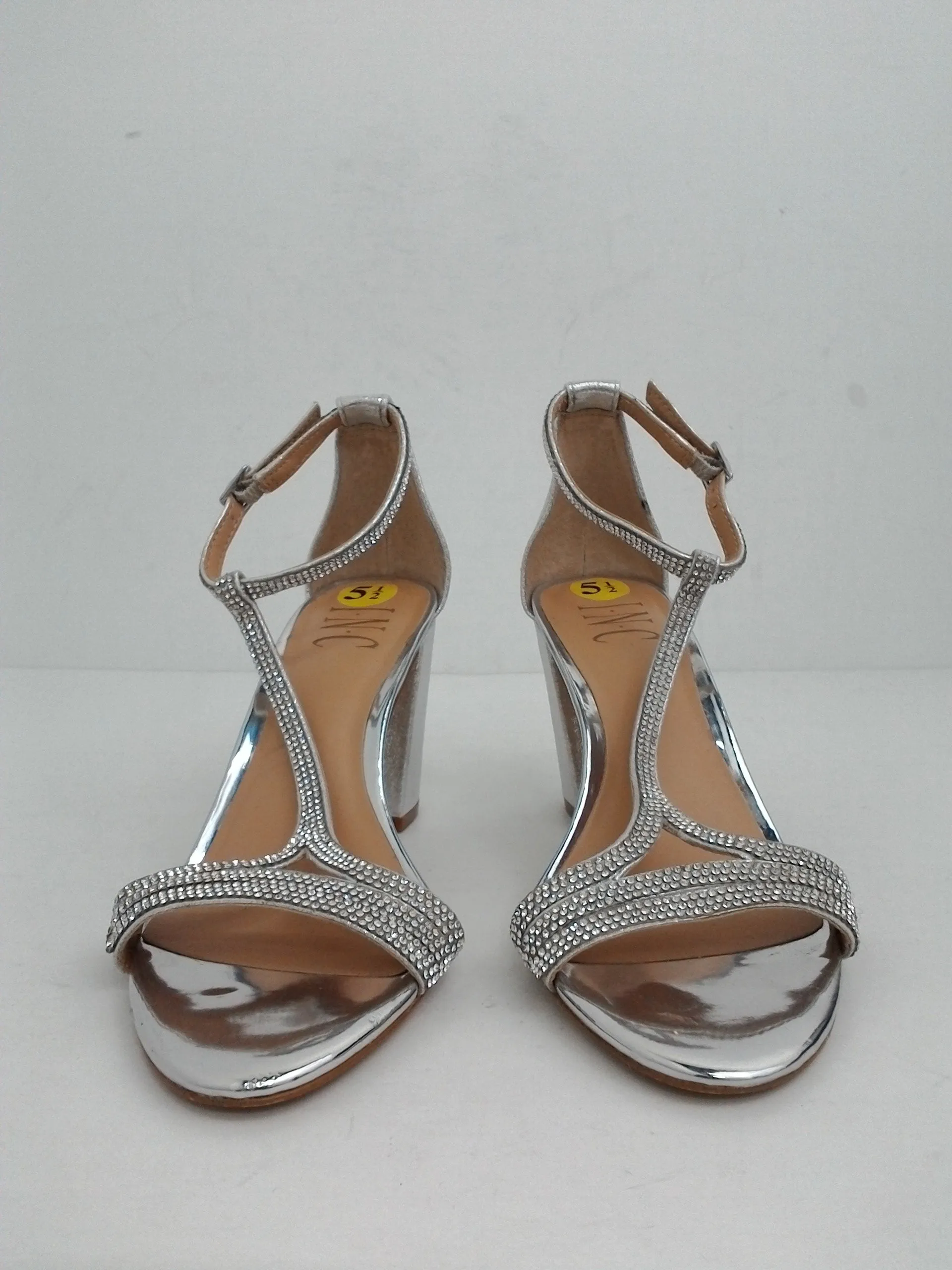 INC International Concepts Women's Keyla Silver Heeled Sandal Size 5.5 M