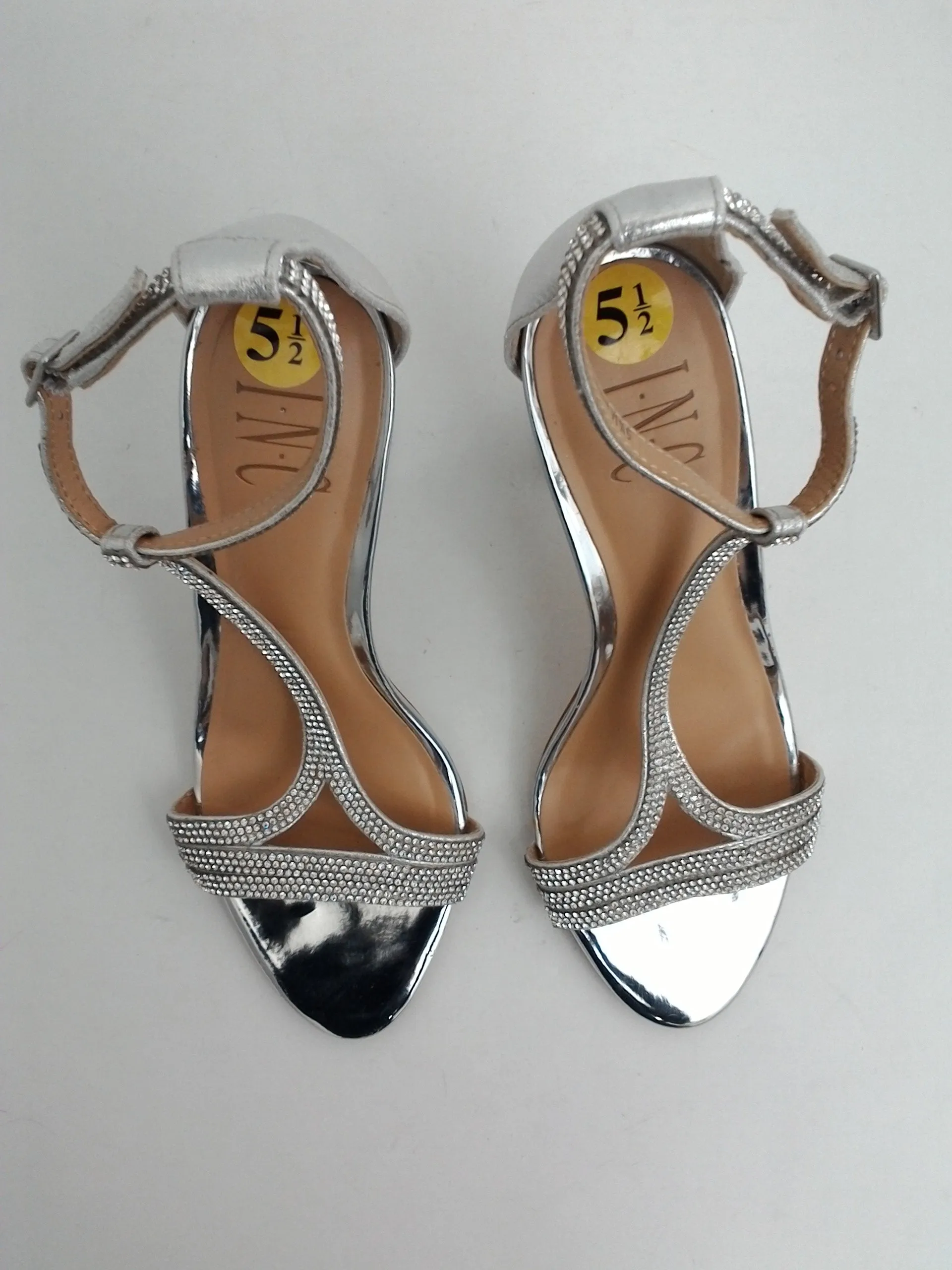 INC International Concepts Women's Keyla Silver Heeled Sandal Size 5.5 M