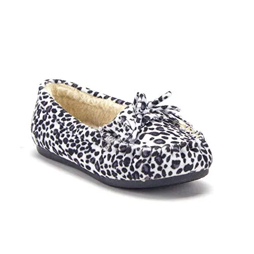 Jazamé Little Girls Tasha Warm Fur Lined Slip On Cozy Moccasins Casual Flats Shoes