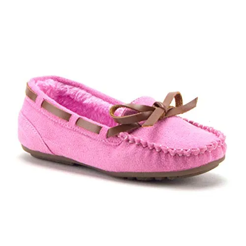 Jazamé Little Girls Tasha Warm Fur Lined Slip On Cozy Moccasins Casual Flats Shoes