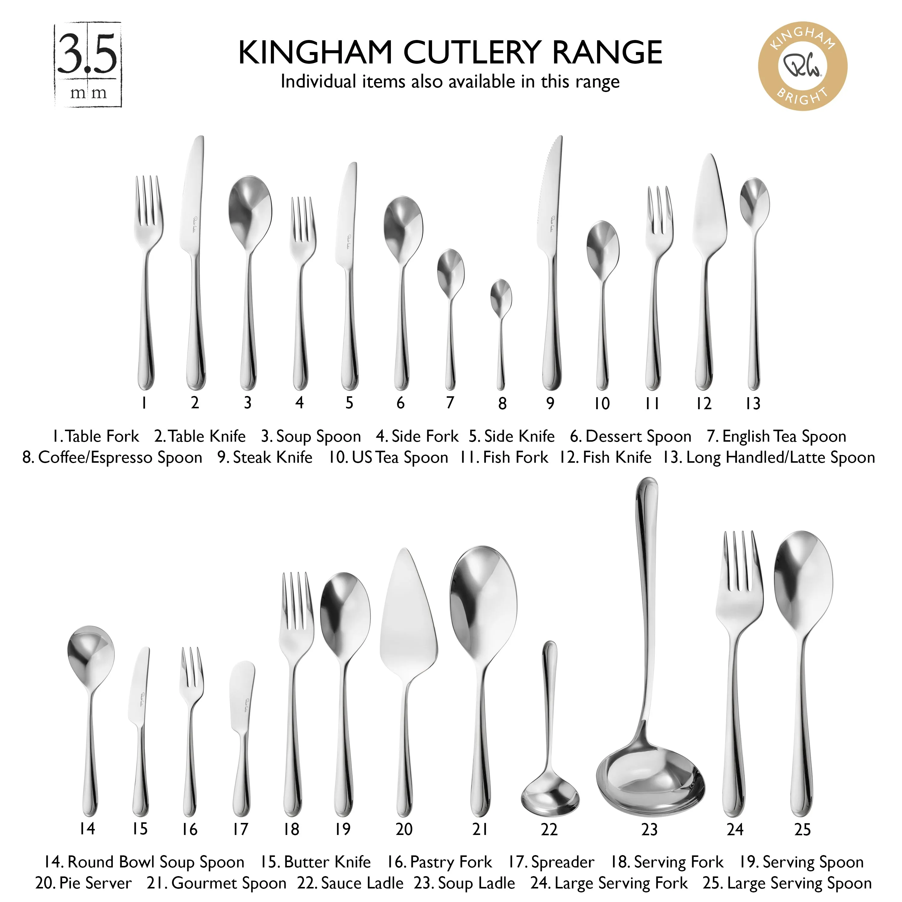 Kingham Bright Cutlery Set, 56 Piece for 8 People