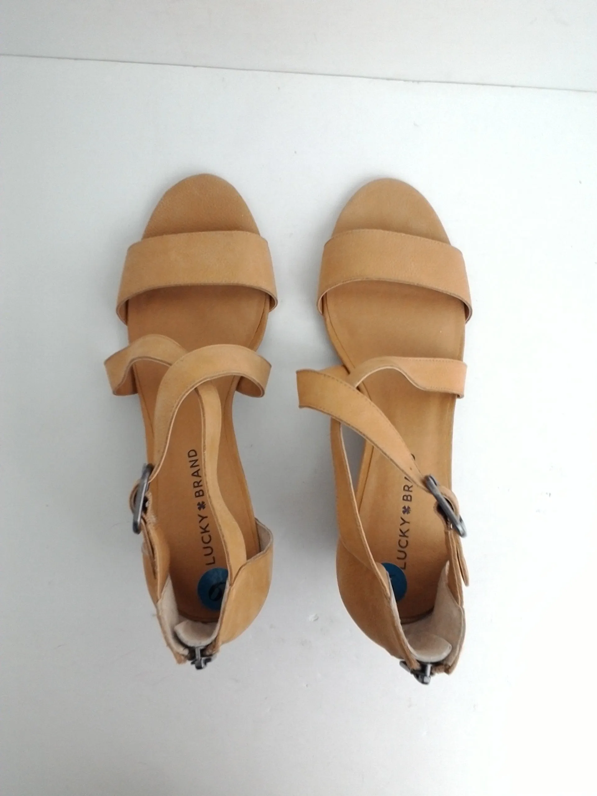 Lucky Brand Women's Vyrah Yellow Leather Heeled Sandal Size 9 M