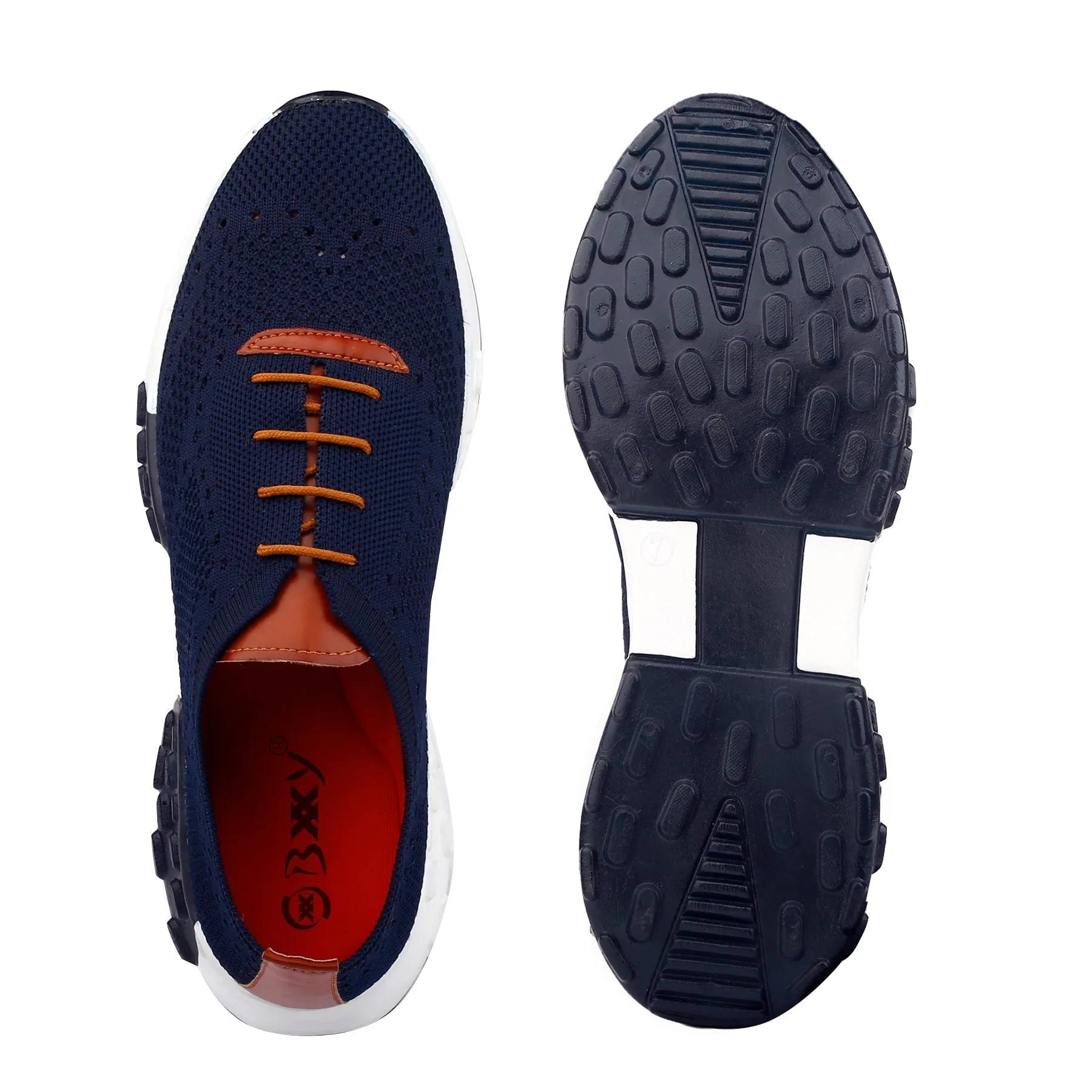 Men's Knitted Breathable Upper Casual Brogues Lace-Up Running Shoes