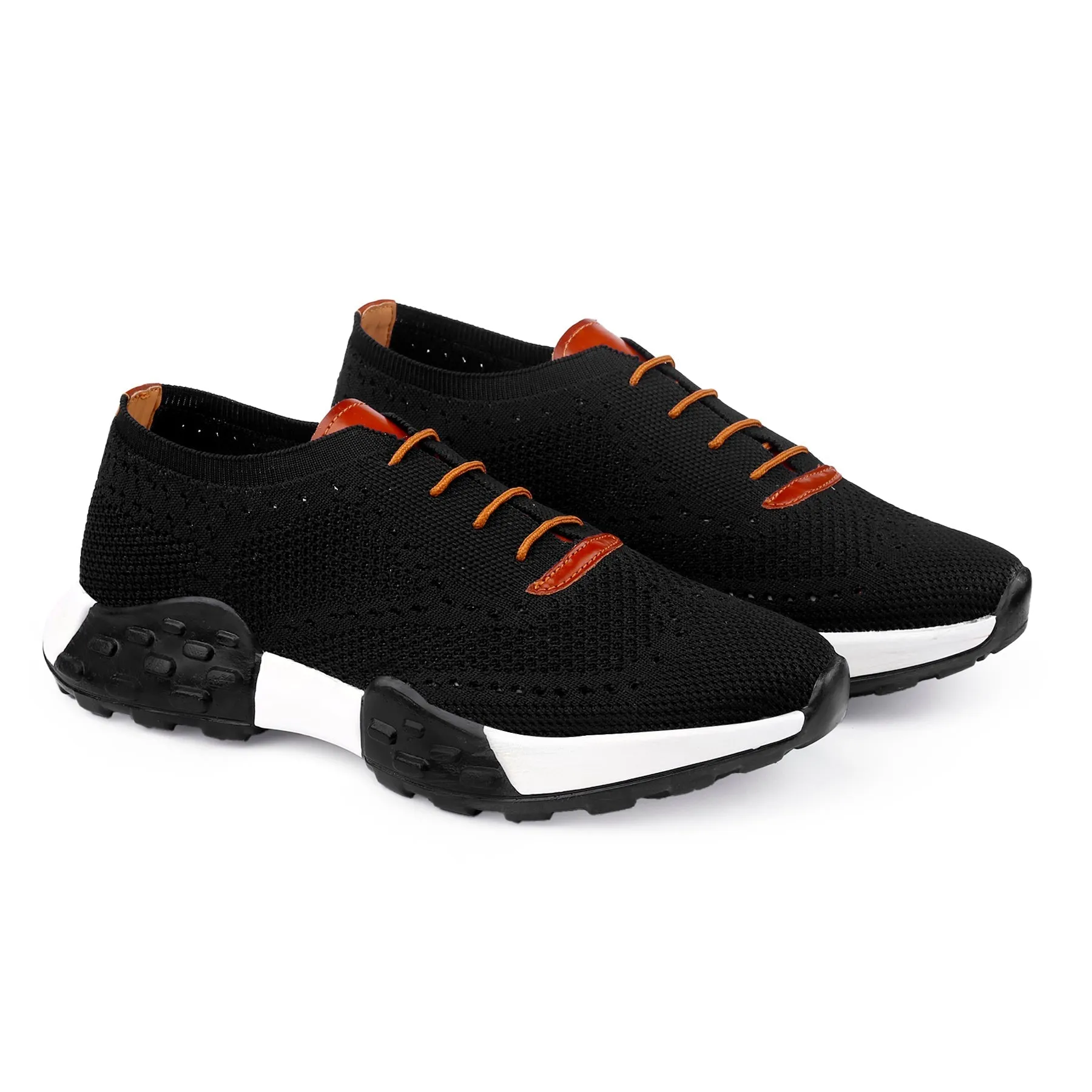 Men's Knitted Breathable Upper Casual Brogues Lace-Up Running Shoes