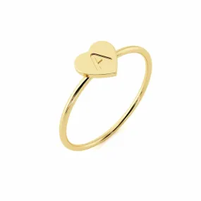 Moyen Initial Heart Ring