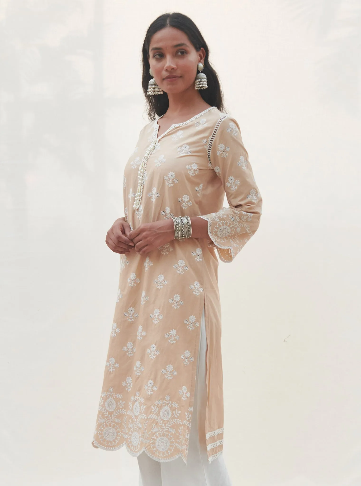 Mulmul Cotton Arpora Beige kurta