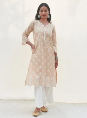 Mulmul Cotton Arpora Beige kurta