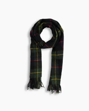 Navy & Green Tartan Wool Scarf