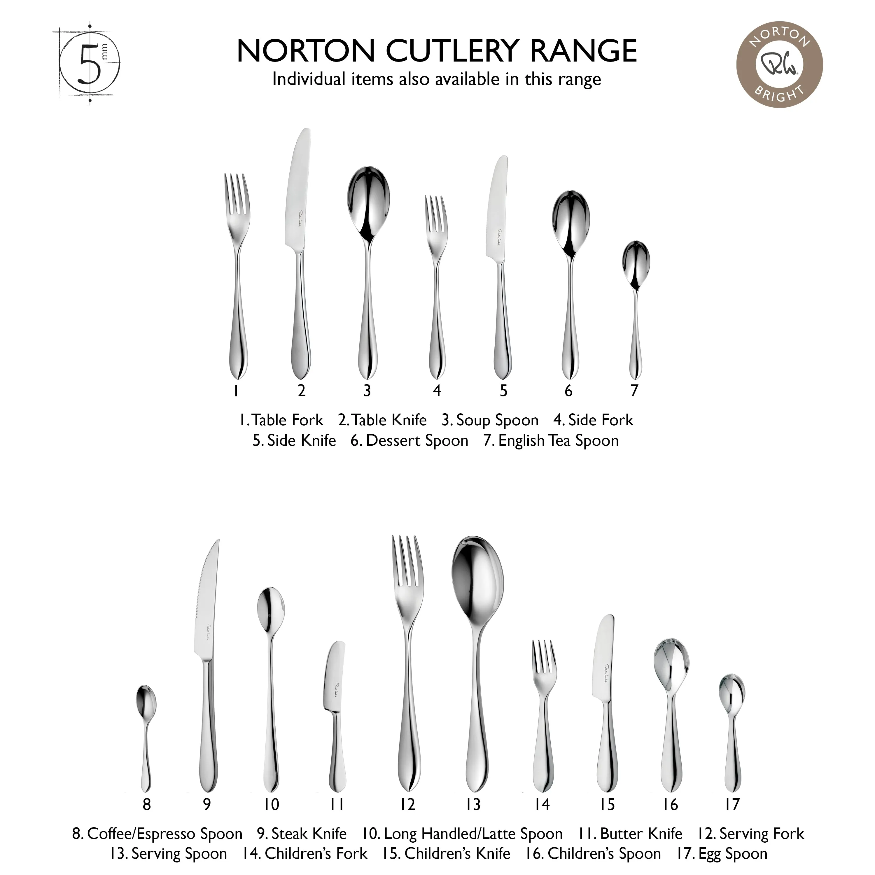 Norton Bright Cutlery Set, 24 Piece for 6 People