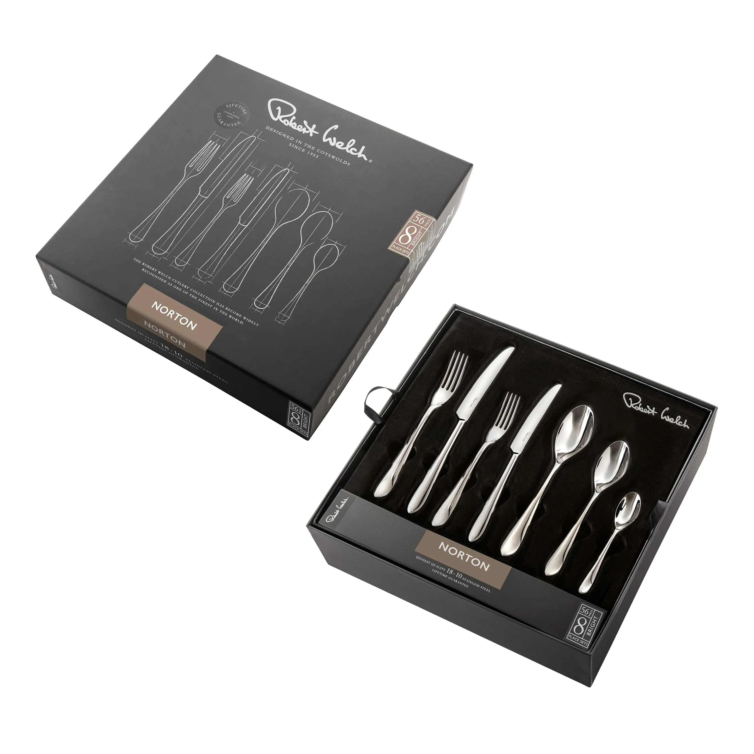 Norton Bright Cutlery Set, 56 Piece for 8 People