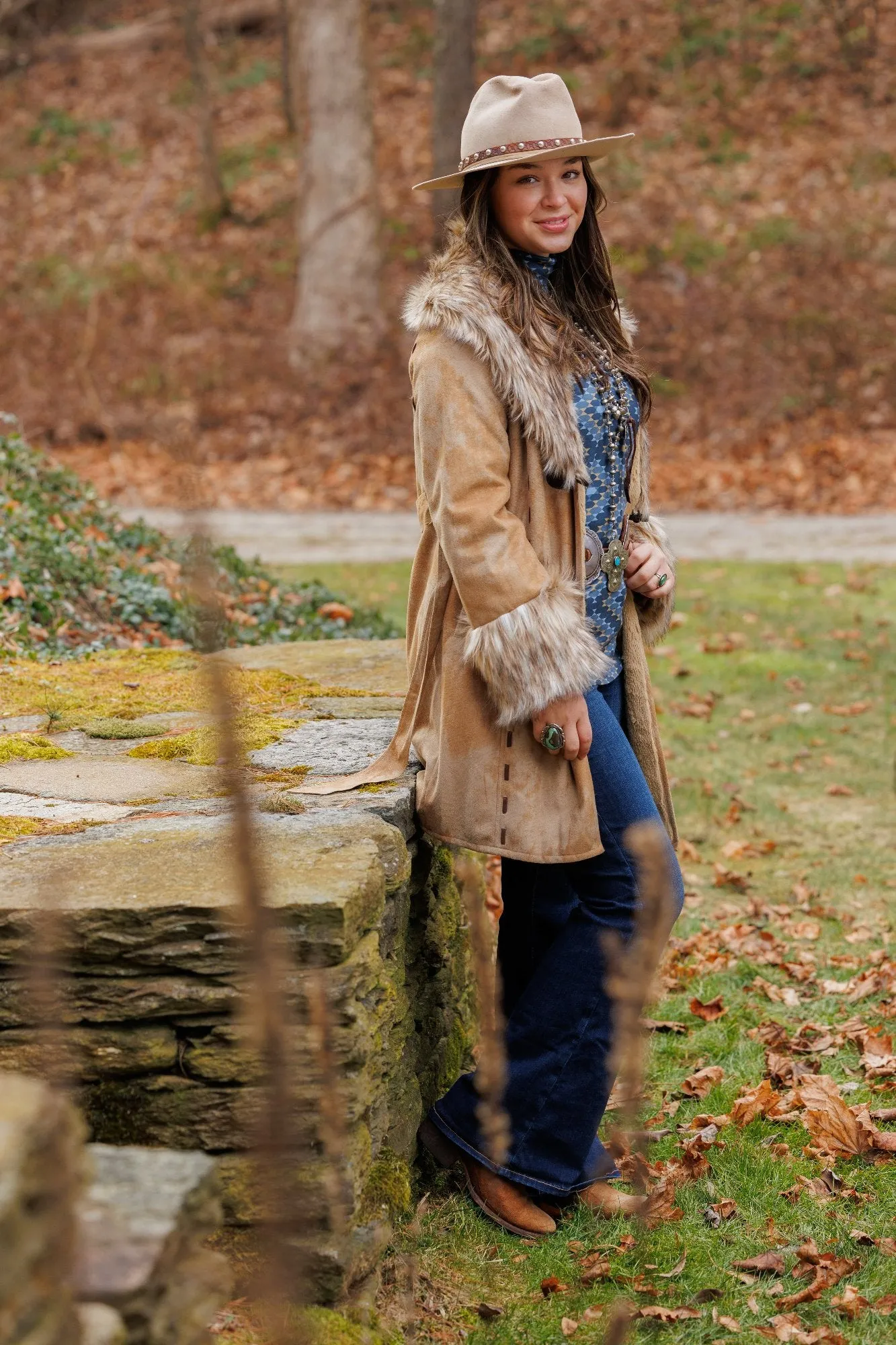 Odie Suede and Fur Belted Jacket by Tasha Polizzi