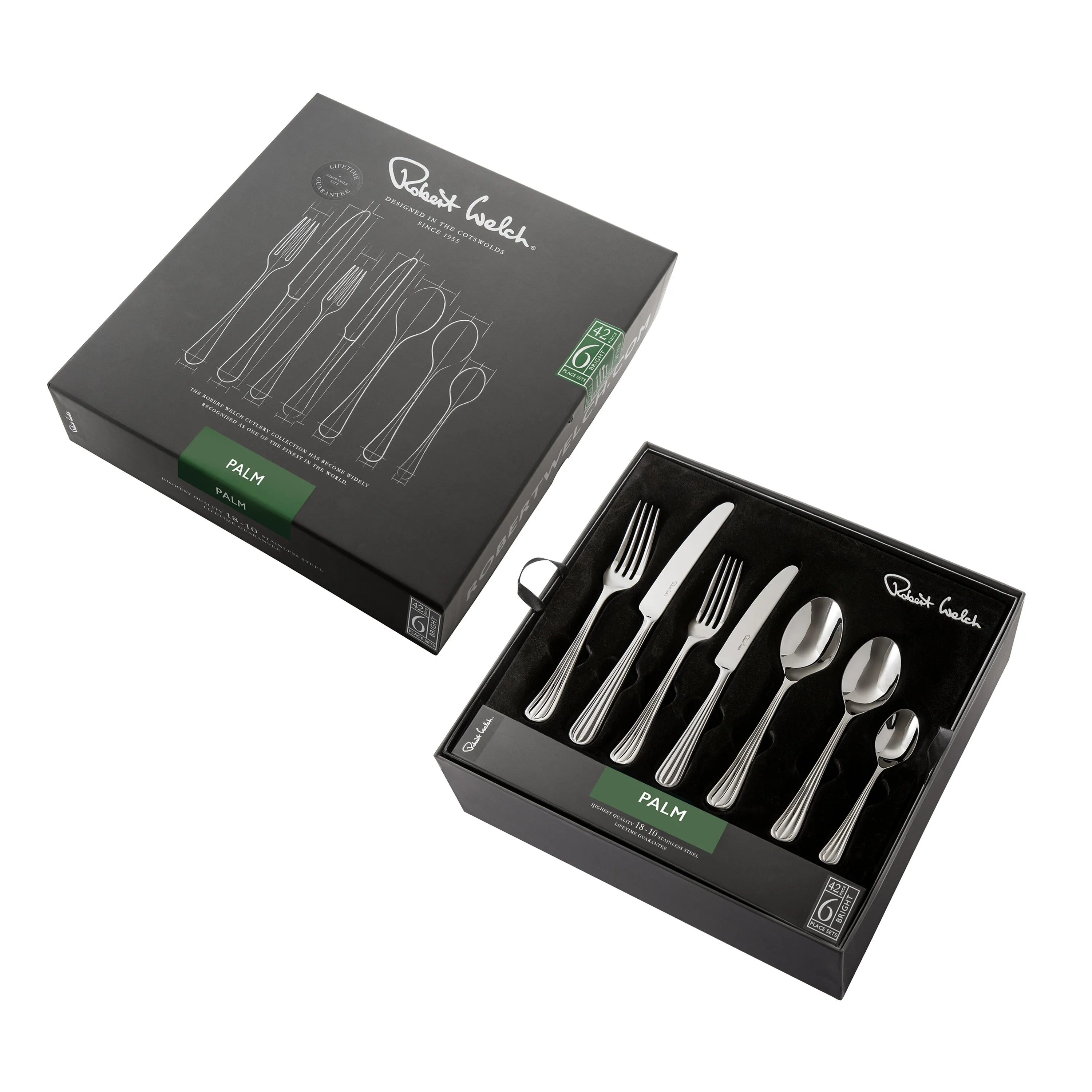 Palm Bright Cutlery Set, 42 Piece for 6 People