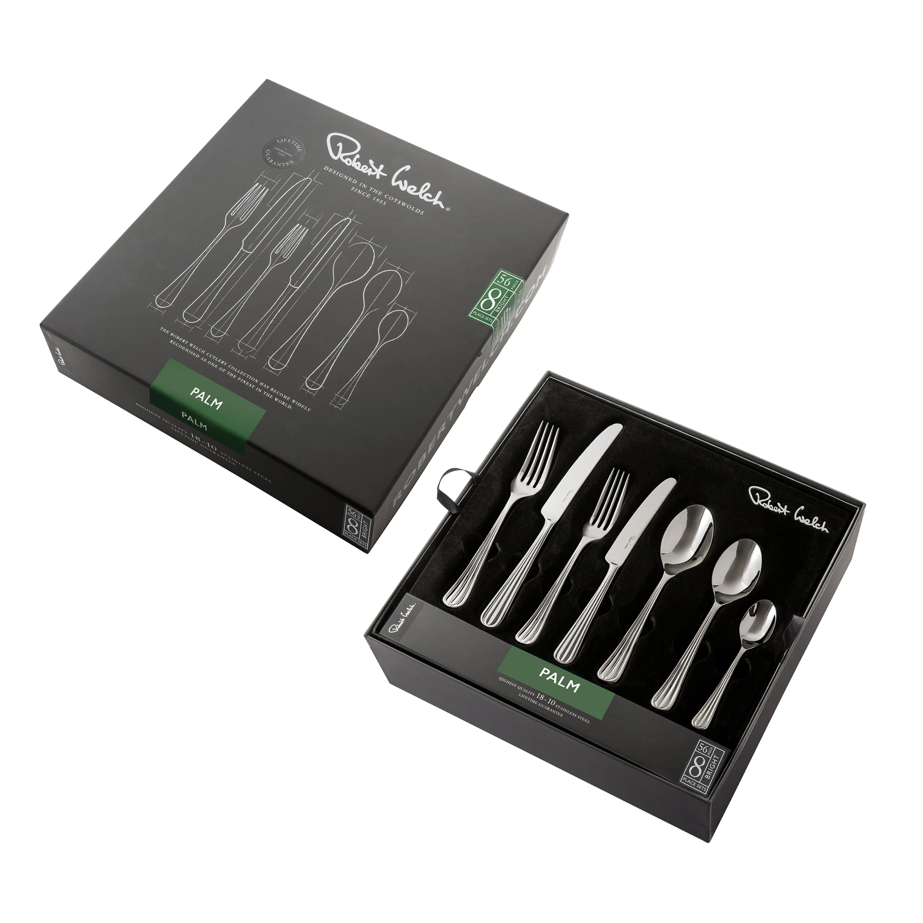 Palm Bright Cutlery Set, 56 Piece for 8 People