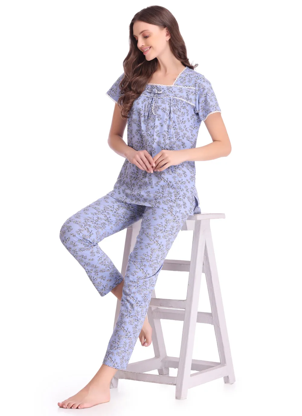 Printed Knit Cotton Night suit