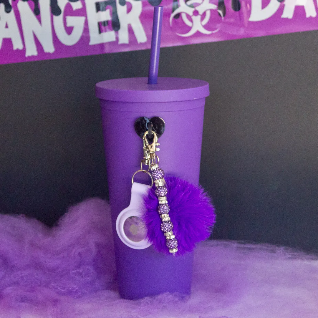 Purple PomPom Water Bottle Charm