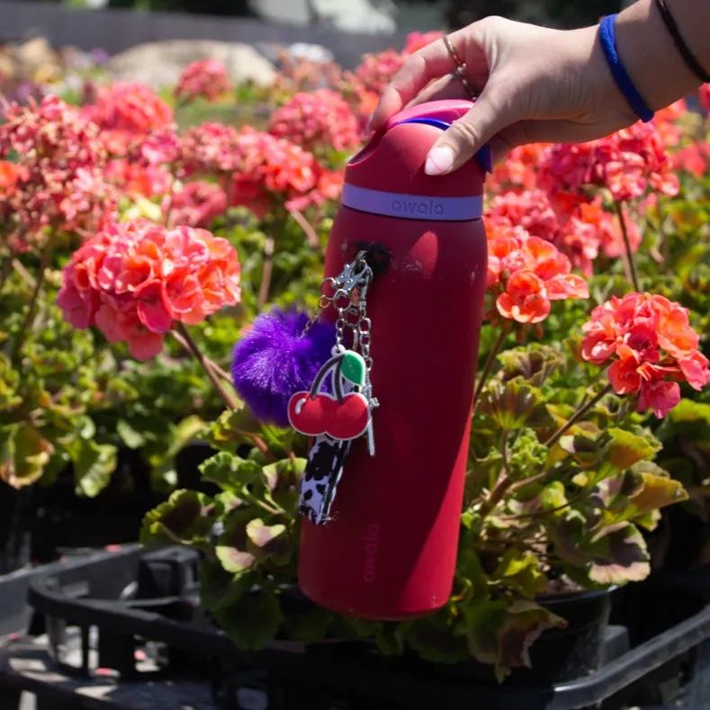 Purple PomPom Water Bottle Charm