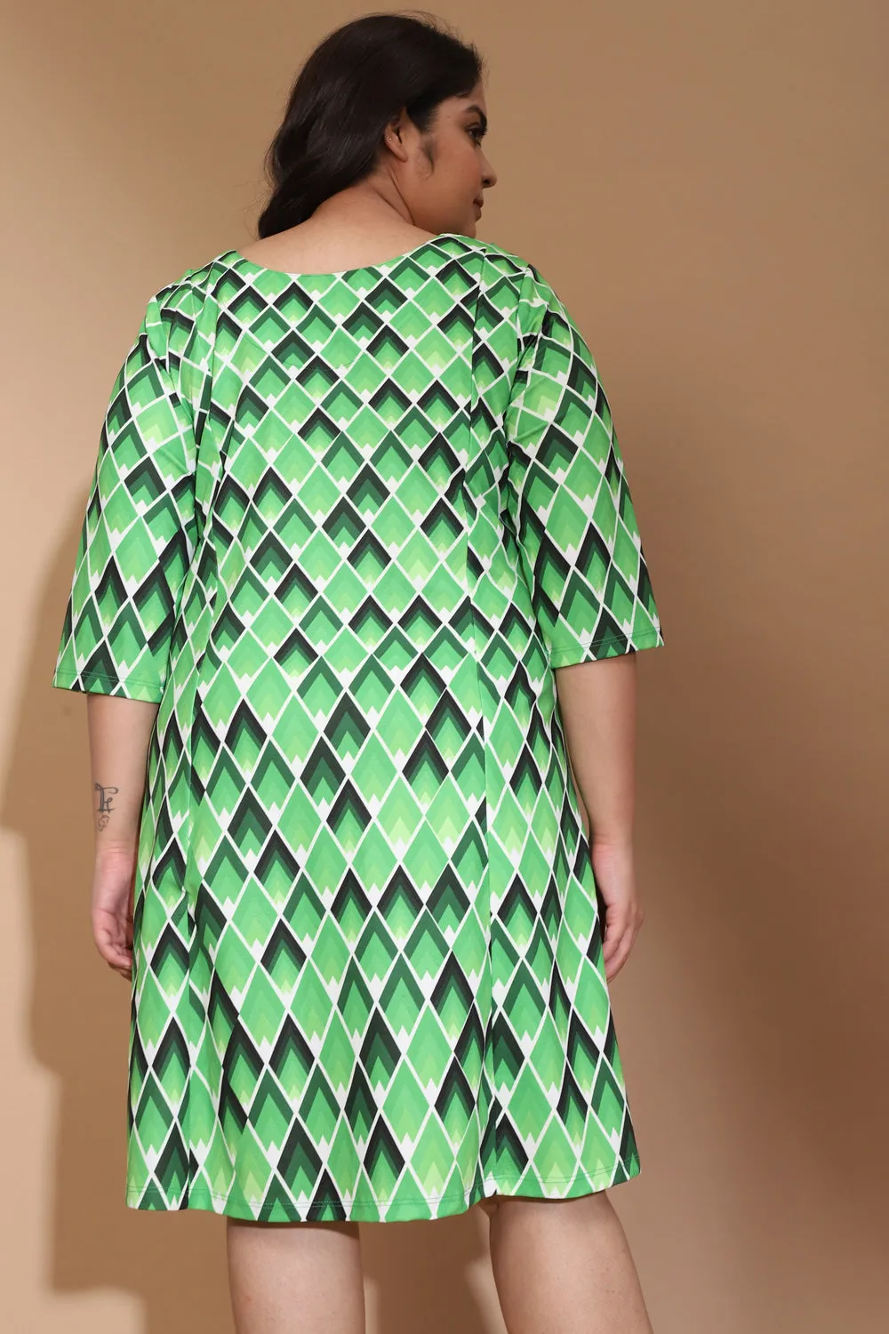 Raining Lime Diamonds Printed Dress