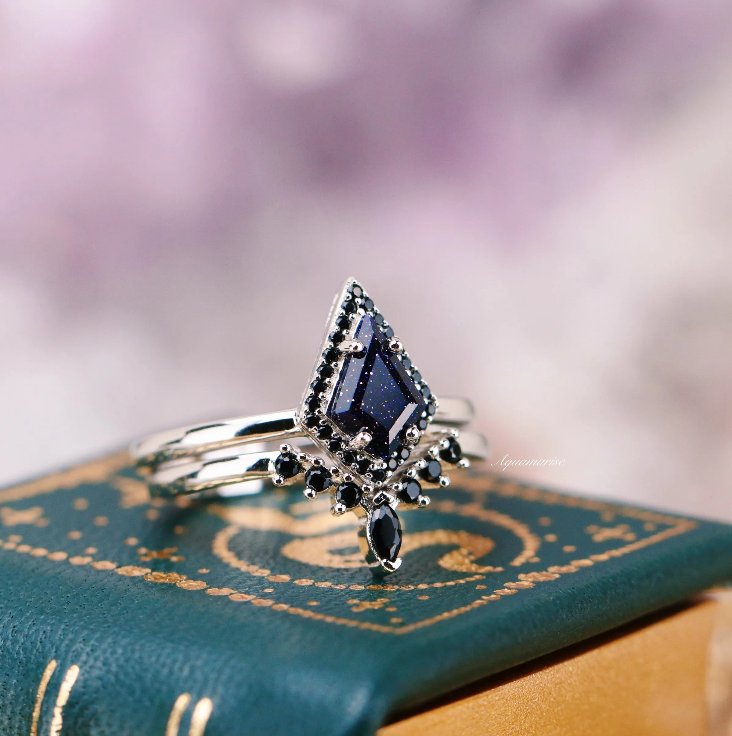 Starry Night Engagement Ring Set- Sterling Silver