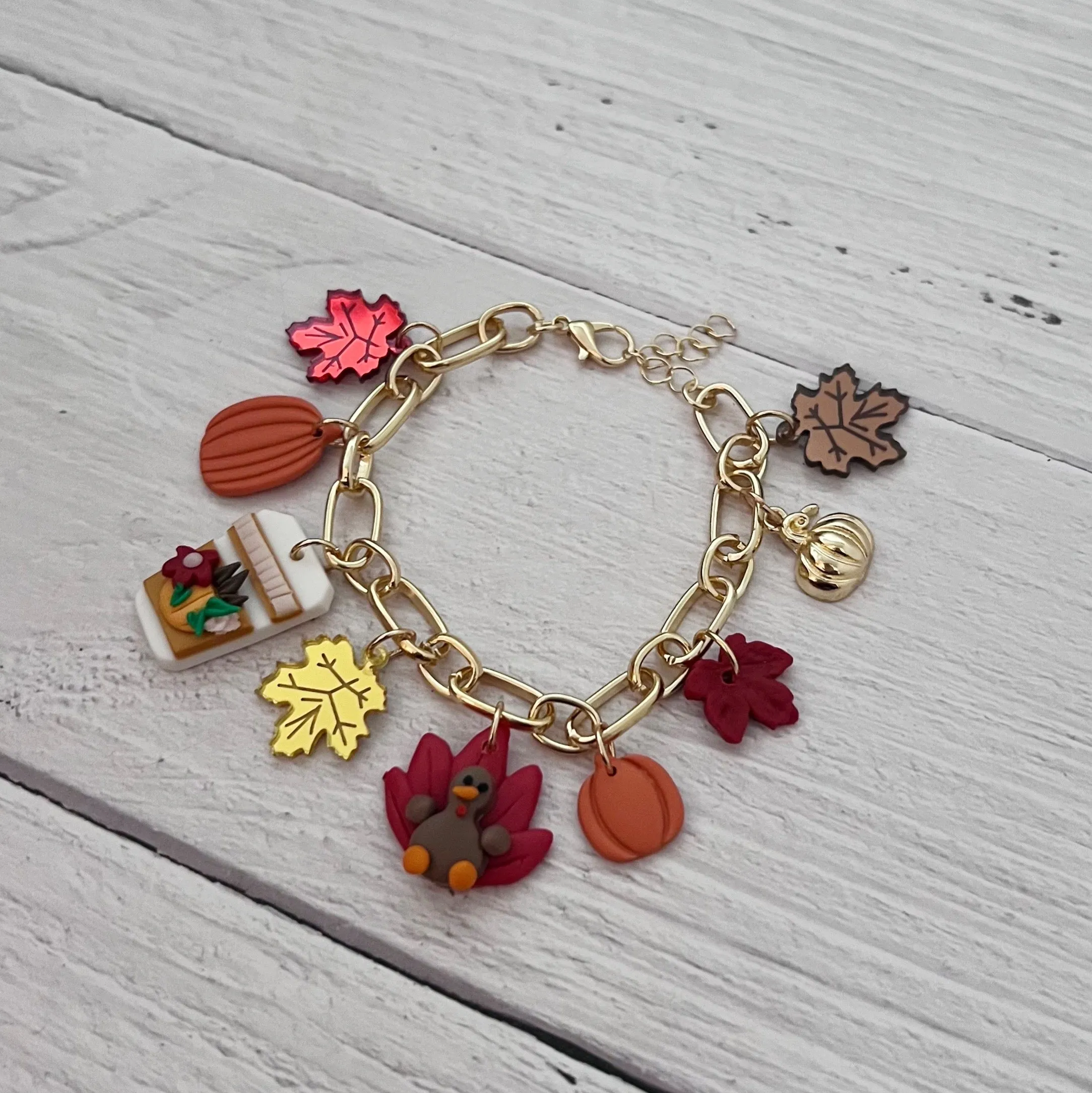 Thanksgiving Latte Charm Bracelet