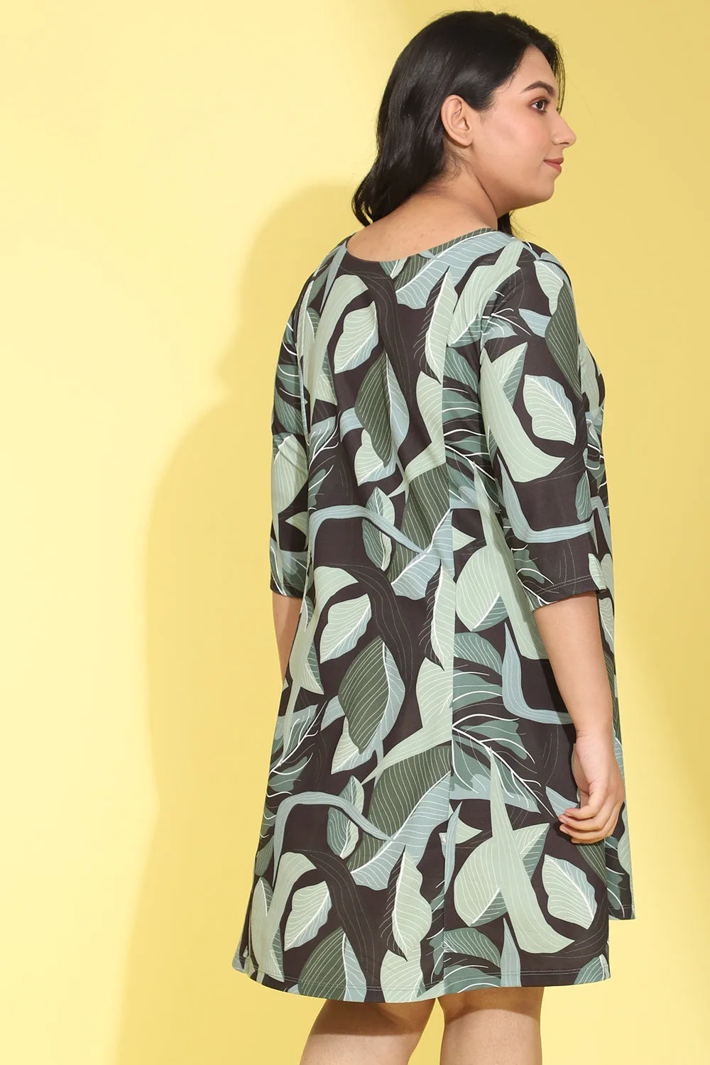 Tropical Leaves Printed Dress