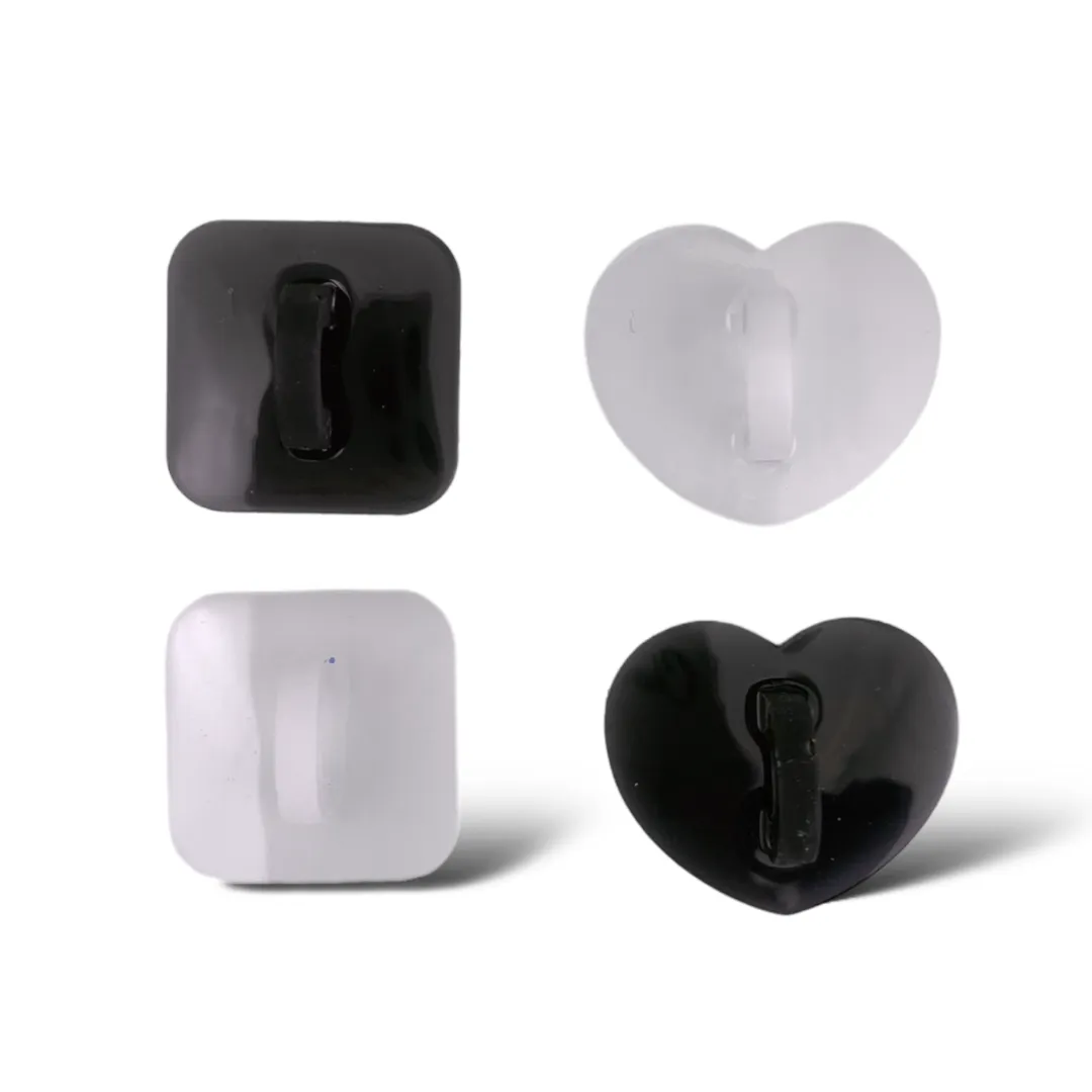 Variety 4 Pack - B&W - Heart & Square Stick-On Hooks