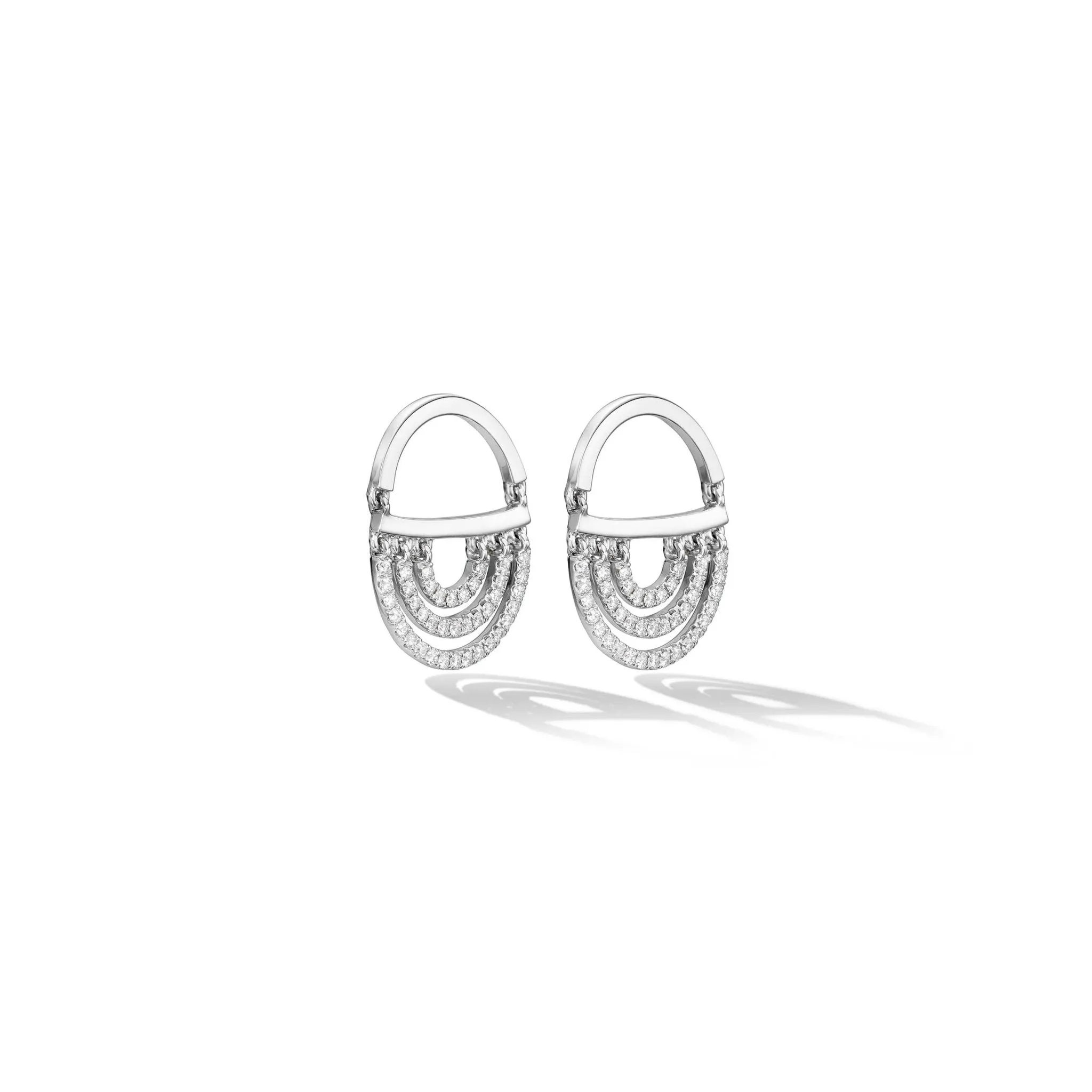 White Gold Water Twin Drop Earrings with White Diamonds