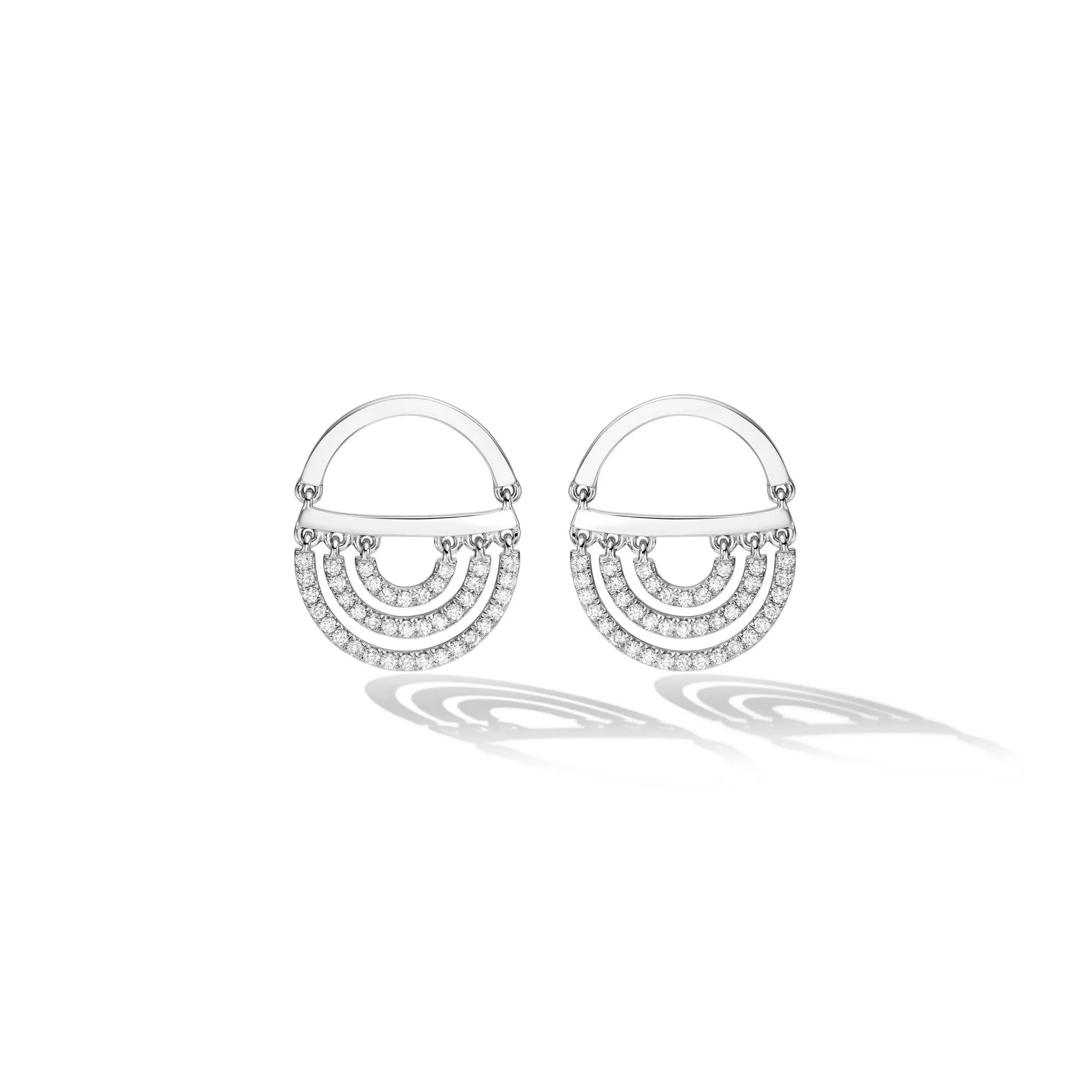 White Gold Water Twin Drop Earrings with White Diamonds