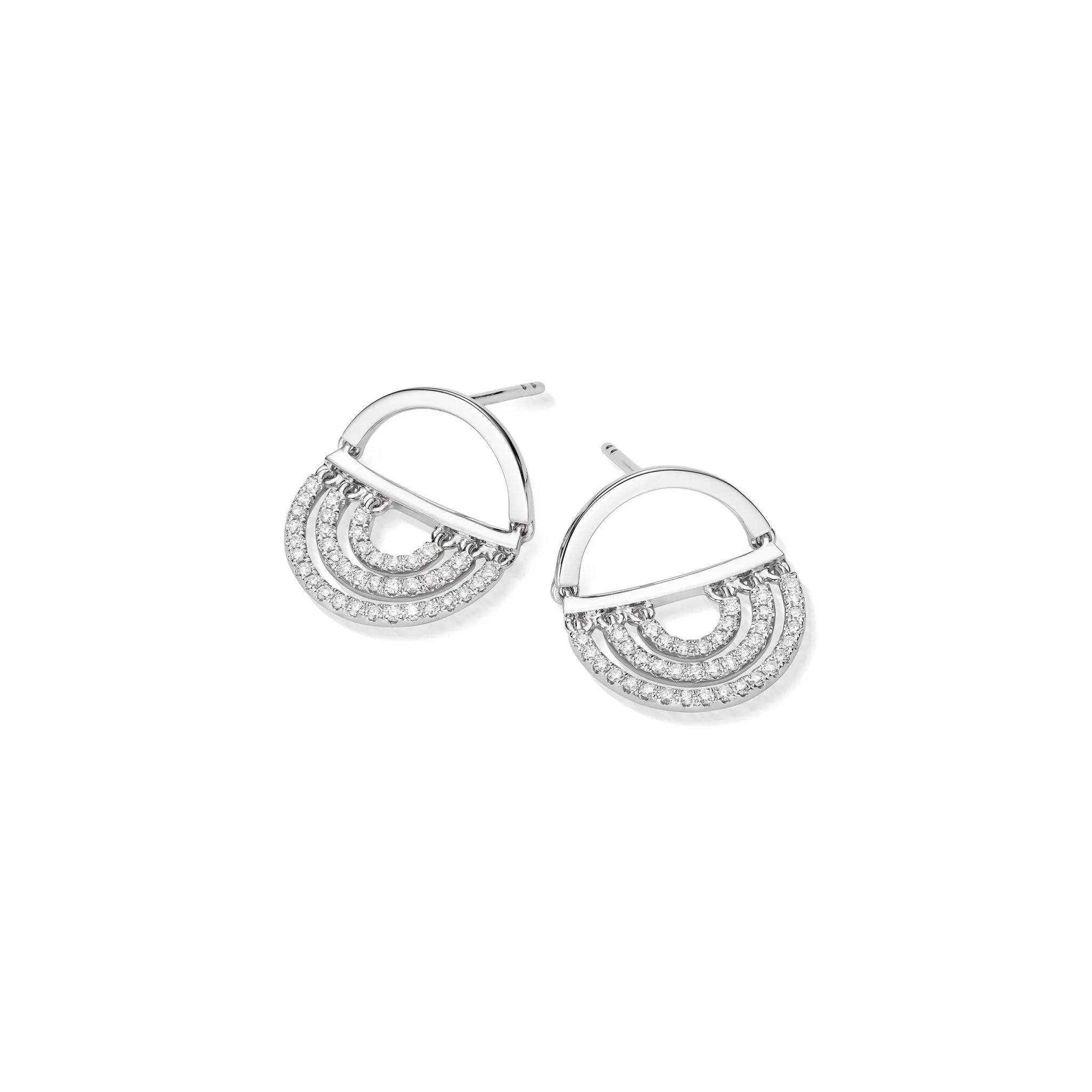 White Gold Water Twin Drop Earrings with White Diamonds