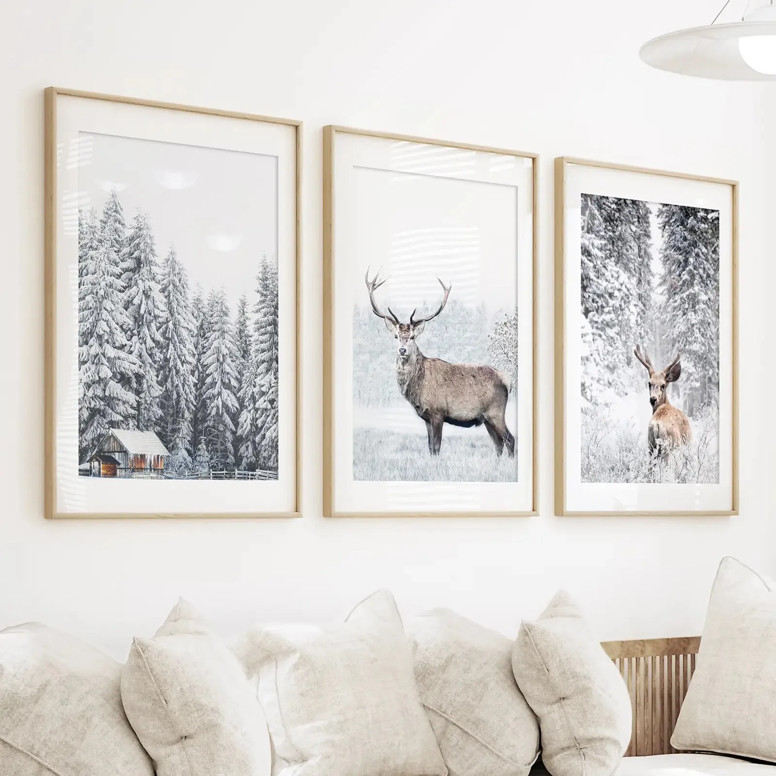 Winter Animal Wall Decor Set of 3. Snowy Forest, Deer