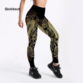 Women Black Leggings Summer Soft Elastic Workout Pants Streak Printed Simple Style Big Size Fitness Trousers