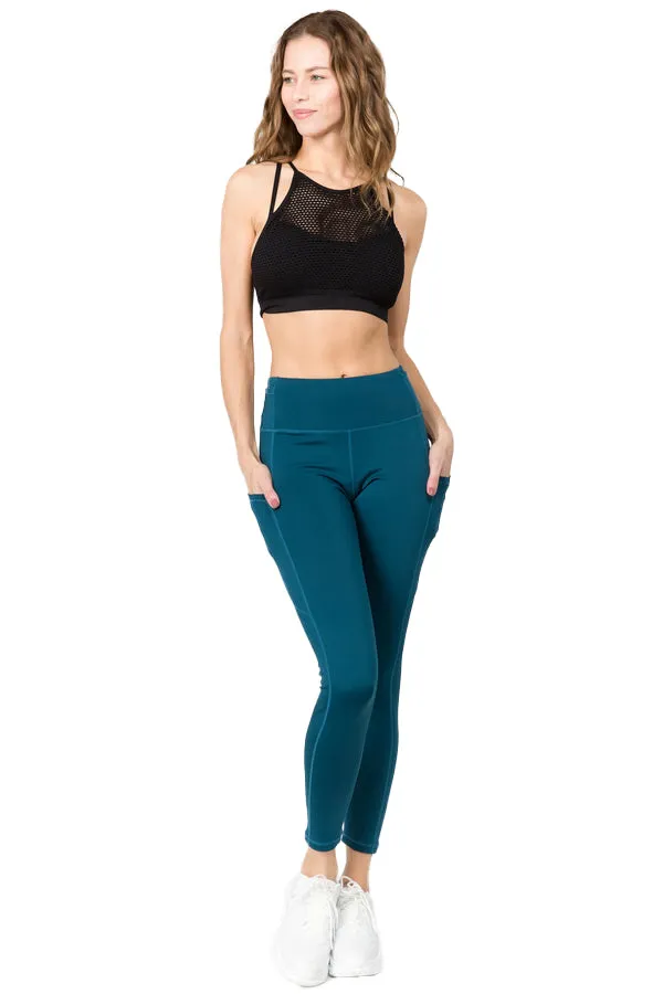 Women's High-Waist Leggings, Workout, Yoga, Running Pants with Pockets, Ankle-Length Activewear