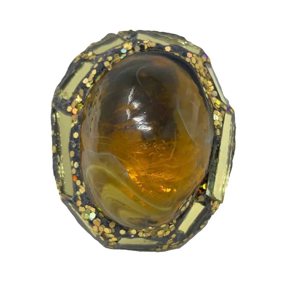 YELLOW OVAL COCKTAIL RING